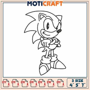 Sonic Embroidery Design 4x5x7 Inch