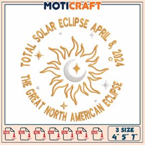 Solar Eclipse Embroidery Design 4x5x7 inch Solar Eclipse Embroidery Design 4x5x7 inch