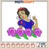 Snow White Embroidery Design with Flowers in Three Sizes