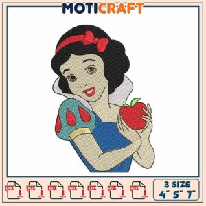 Snow White Embroidery Design 4x5x7 Inch