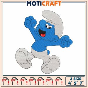 Smurf Embroidery Design 4x5x7 Inch