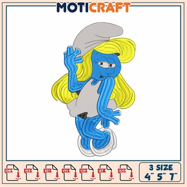 Smurfette Embroidery Design 4x5x7 Inch