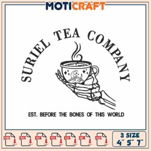 Skeleton Hand Tea Co Embroidery Design
