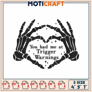Skeleton Hands Heart Embroidery Design