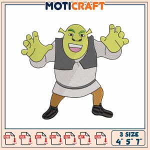 Shrek Embroidery Design 4x5x7 Inch