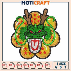 Shenron Dragon Embroidery Design 4x5x7 Inch