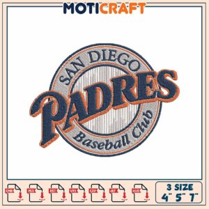 San Diego Padres Embroidery Patch Design Available in Three Sizes