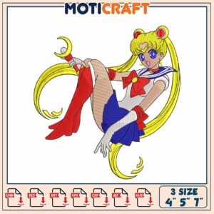 Sailor Moon Embroidery Design 4x5x7 Inch