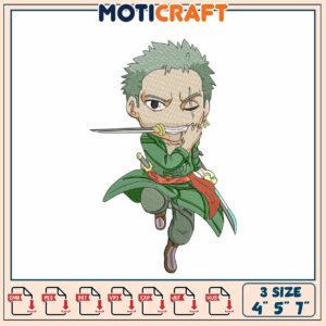 Roronoa Zoro Embroidery Design 4x5x7 Inch