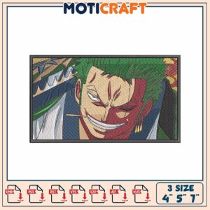 Roronoa Zoro Embroidery Design 4x7 inch Roronoa Zoro Embroidery Design 4x7 inch