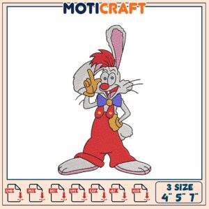 Roger Rabbit Embroidery Design 4x5x7 Inch