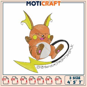 Raichu Embroidery Design 4x5x7 Inch