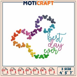 Rainbow Mickey Best Day Ever Embroidery