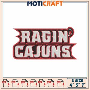Ragin Cajuns Embroidery Design 4x5x7 Inch