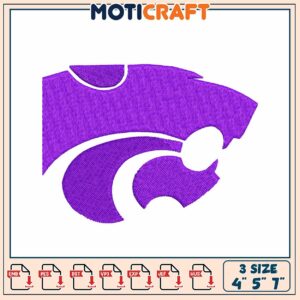 Purple Wildcat Embroidery Design