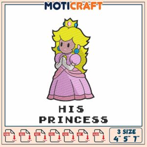 Princess Peach Embroidery Design 4x5x7 Inch