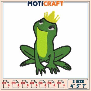Princess Frog Embroidery Design 4x5x7 Inch