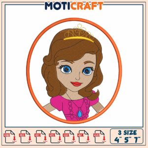 Princess Embroidery Design 4x5x7 inch