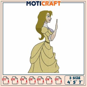 Princess Belle Embroidery Design 4x7 Princess Belle Embroidery Design 4x7