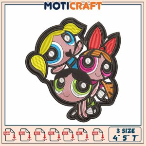 Powerpuff Girls Embroidery Design for Machines in Three Sizes