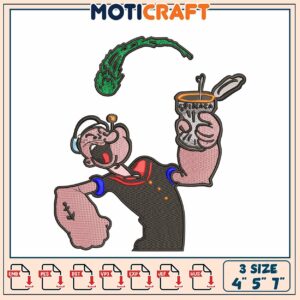 Popeye Embroidery Design 3 Sizes