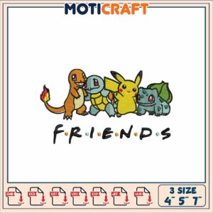 Pokemon Friends Embroidery Design 4x5x7