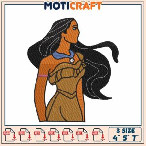 Pocahontas Embroidery Design 3 Sizes