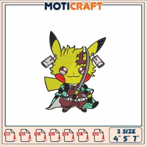 Pikachu Tanjiro Embroidery Design