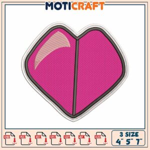 Pink Heart Embroidery Design - 3 Sizes