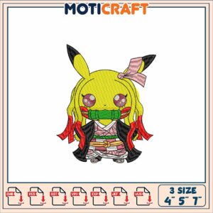 Pikachu Nezuko Embroidery Design