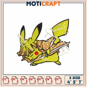 Pikachu Samurai Embroidery Design for Custom Projects 3 Sizes