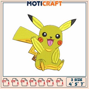 Pikachu Embroidery Design Perfect for DIY Projects and Gifts