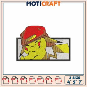 Pikachu Embroidery Design in Multiple Formats and Sizes Available