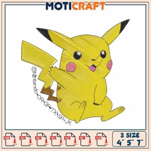 Pikachu Embroidery Design 3 Sizes