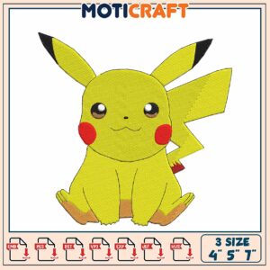 Pikachu Embroidery Design 4x5x7 Inch