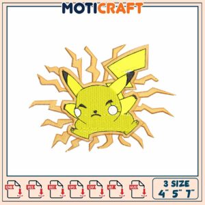 Pikachu Embroidery Design 3 Sizes 4x5x7 Inch