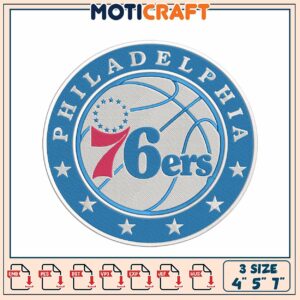 Philadelphia 76ers Embroidery Design 3 Sizes