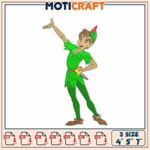 Peter Pan Embroidery Design 4x5x7 Inch
