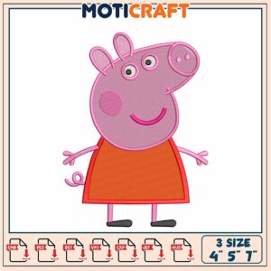Peppa Pig Embroidery Design 4x5x7 Inch