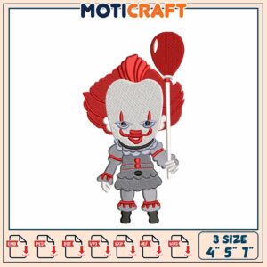 Pennywise Embroidery Design 3 Sizes