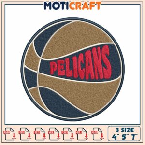 Pelicans Basketball Embroidery Design 4x5x7 Inch