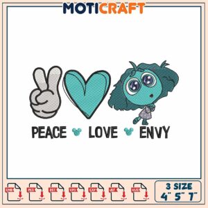 Peace Love Envy Embroidery Design