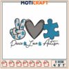 Peace Love Autism Embroidery Design 1 Peace Love Autism Embroidery Design
