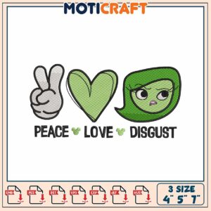 Peace Love Disgust Embroidery Design
