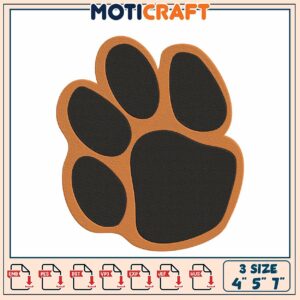Paw Print Embroidery Design 4x5x7 inch