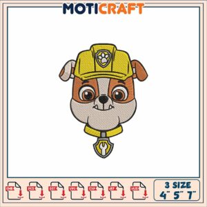 Paw Patrol Rubble Embroidery Design 4x5x7 Inch