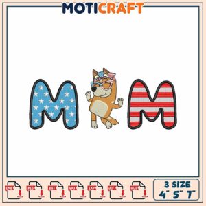 Patriotic Puppy Letter M Embroidery