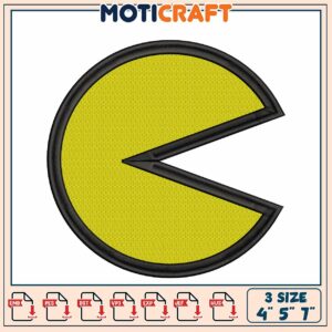 Pacman Embroidery Design File in Multiple Formats and Sizes