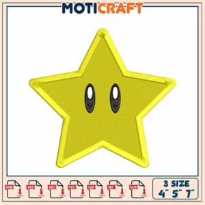 Option 1 (Focus on size) 3 Sizes Super Star Embroidery Design 4x5x7 Inch