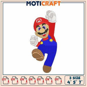 Option 1 (Focus on character) Mario Embroidery Design 3 Sizes